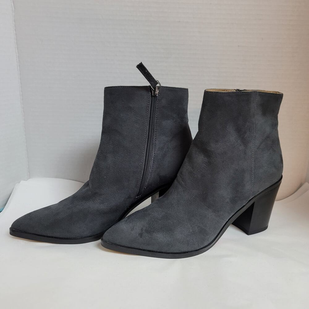 14th Union Size 9 boots booties Gray Charcoal Side Zip Block Heel Pointy Toe